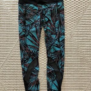 lululemon athletica pink and blue Leaf Print Leggings